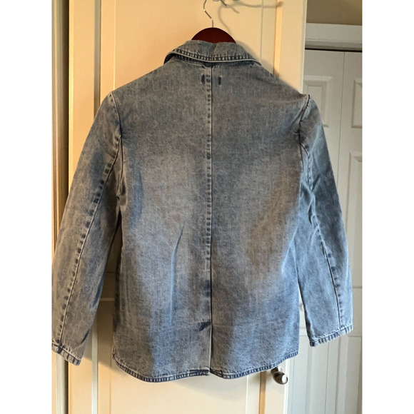 NWT River Island Girls 11-12 years Denim Jacket heart shaped button women's XS - Picture 4 of 8